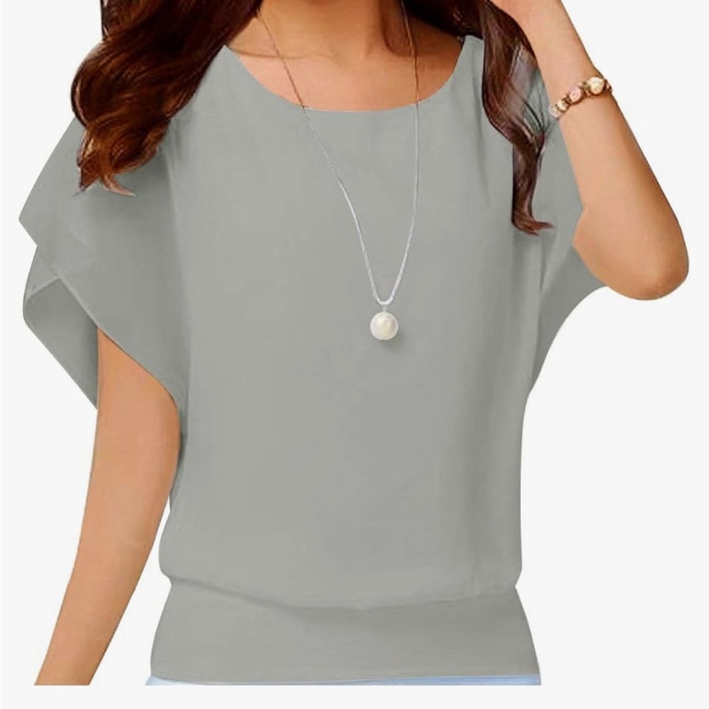 Neineiwu Women's Loose Casual Short Sleeve Chiffon Top T-Shirt Blouse